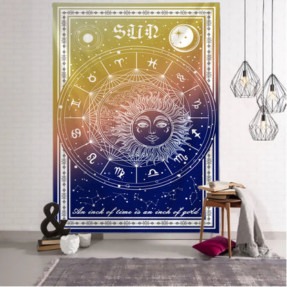 Sun Moon Phase Tarot Tapestry Wall Hanging Psychedelic Witchcraft Tapiz Hippie Dormitory Living Room Home Decor